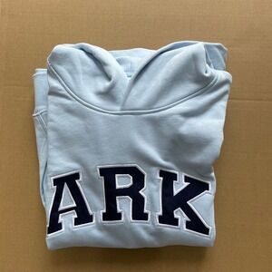 Baby Blue PARKE Varsity Hoodie Red Star Patch Front Pocket Sweatshirt